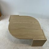 Coffee table Roche Bobois "eye" in travertine, 1970