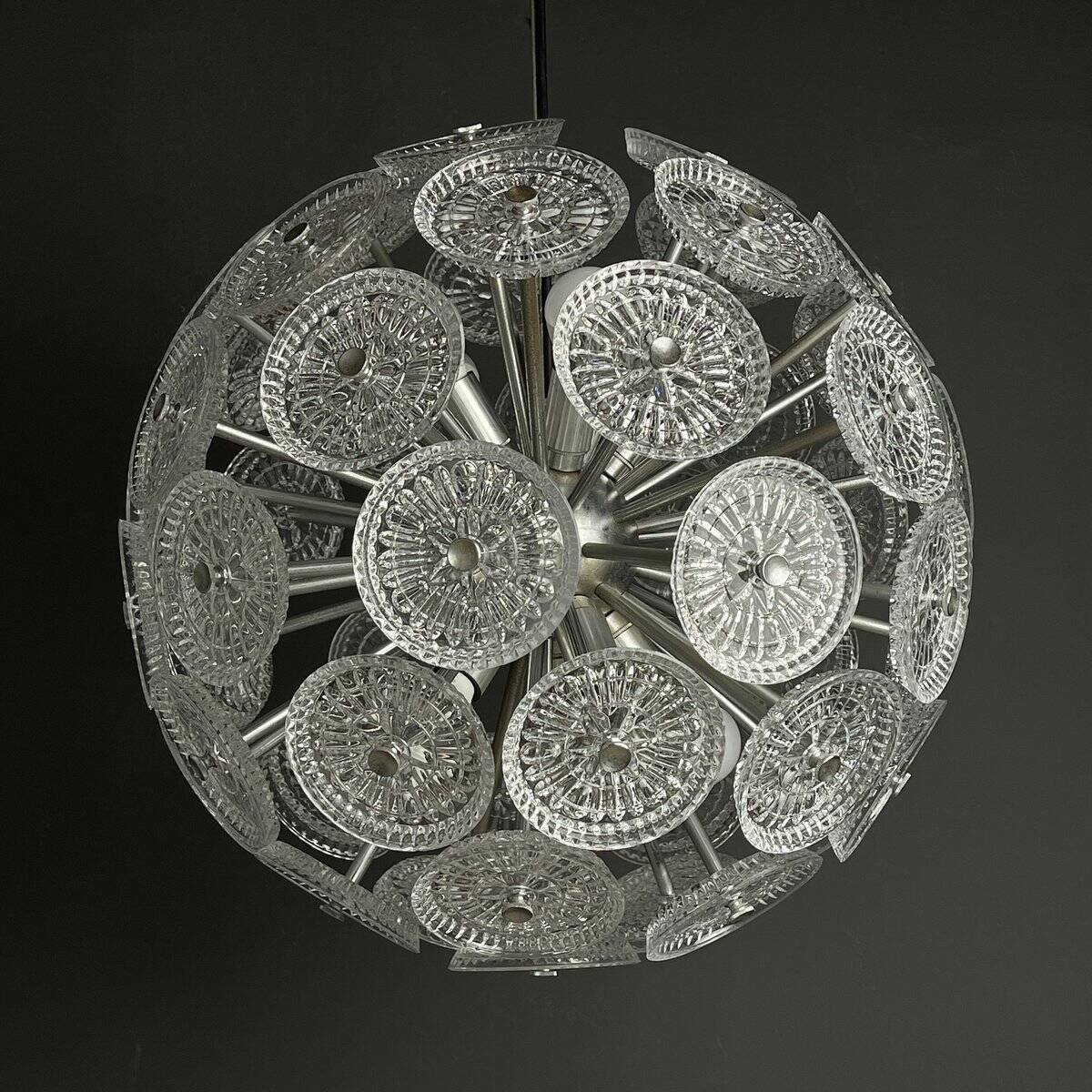 Vintage crystal dandelion lustre, Italy, 1960s