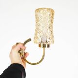 Set of two vintage brass and amber glass wall lamps by Wila Leuchten