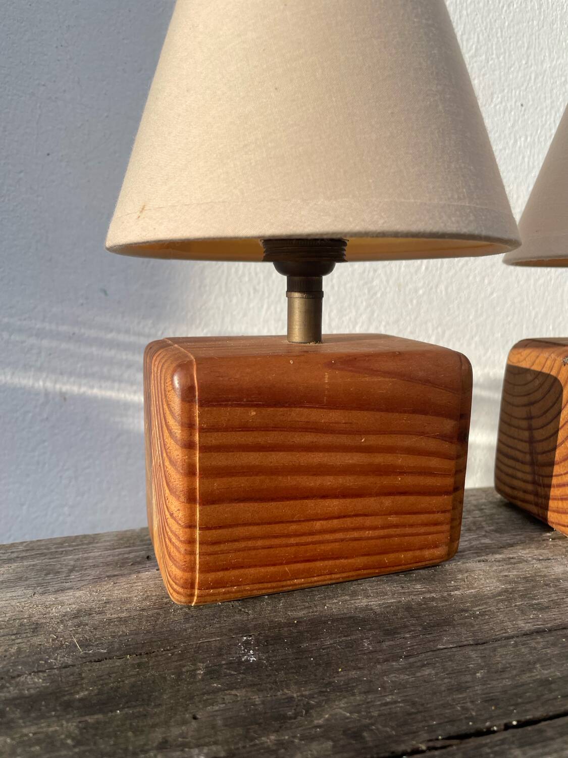 Paire de lampes chevet en bois
