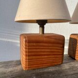 Pair of wooden bedside lamps