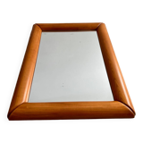 Old mirror in solid elm design from the 70s vintage brutalist style