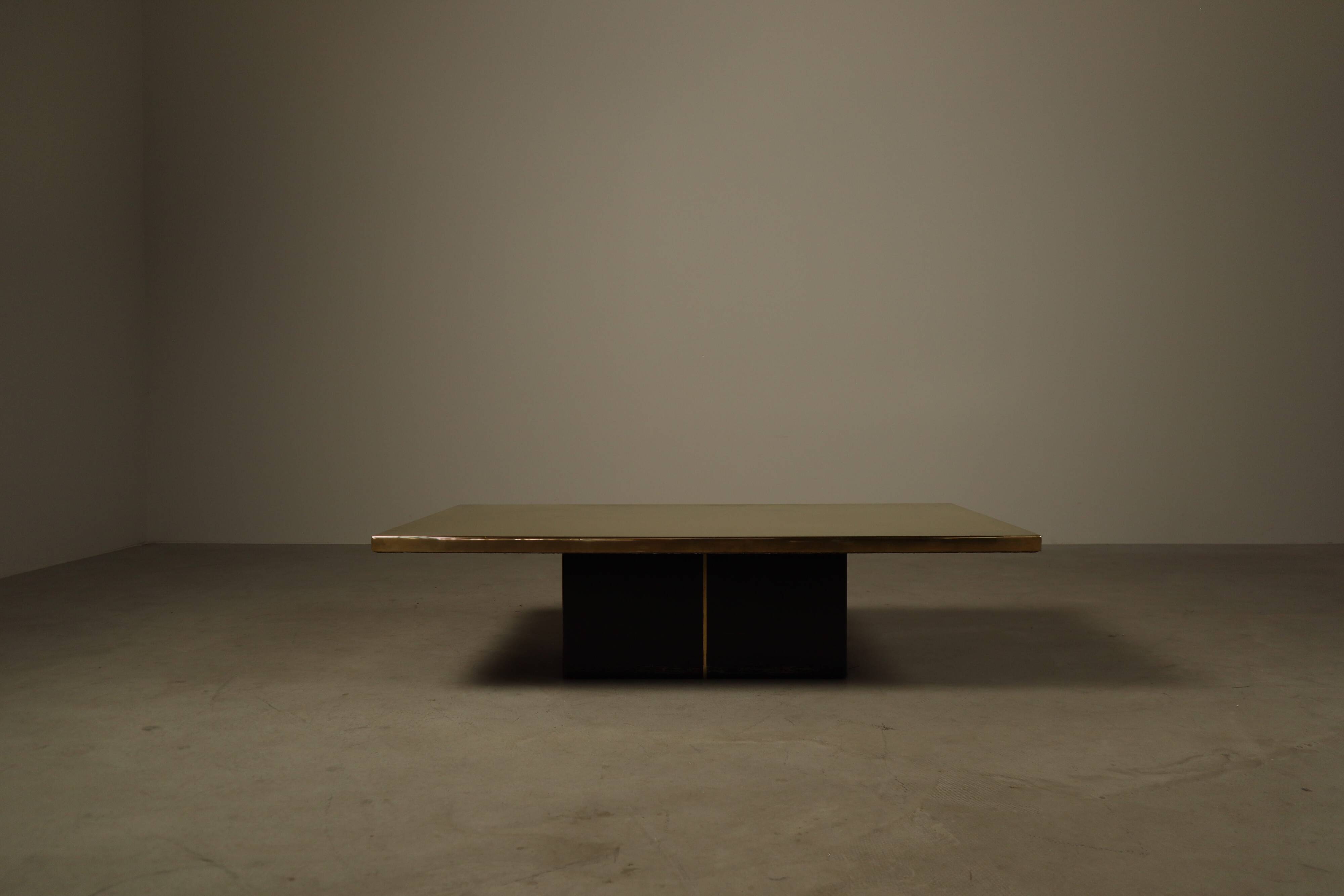 Christian Heckscher etched brass coffee table, Belgium 1970s