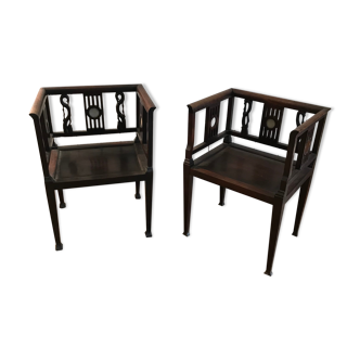 Pair of Art Deco Asian style armchairs