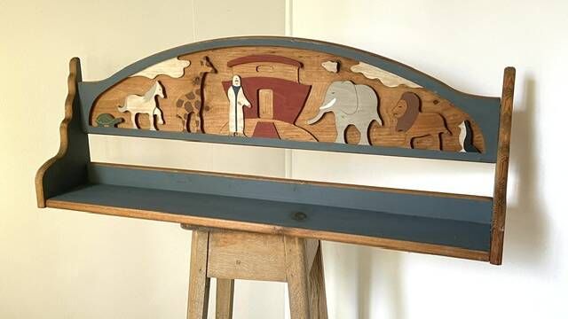 Vintage solid wood noah's ark shelf