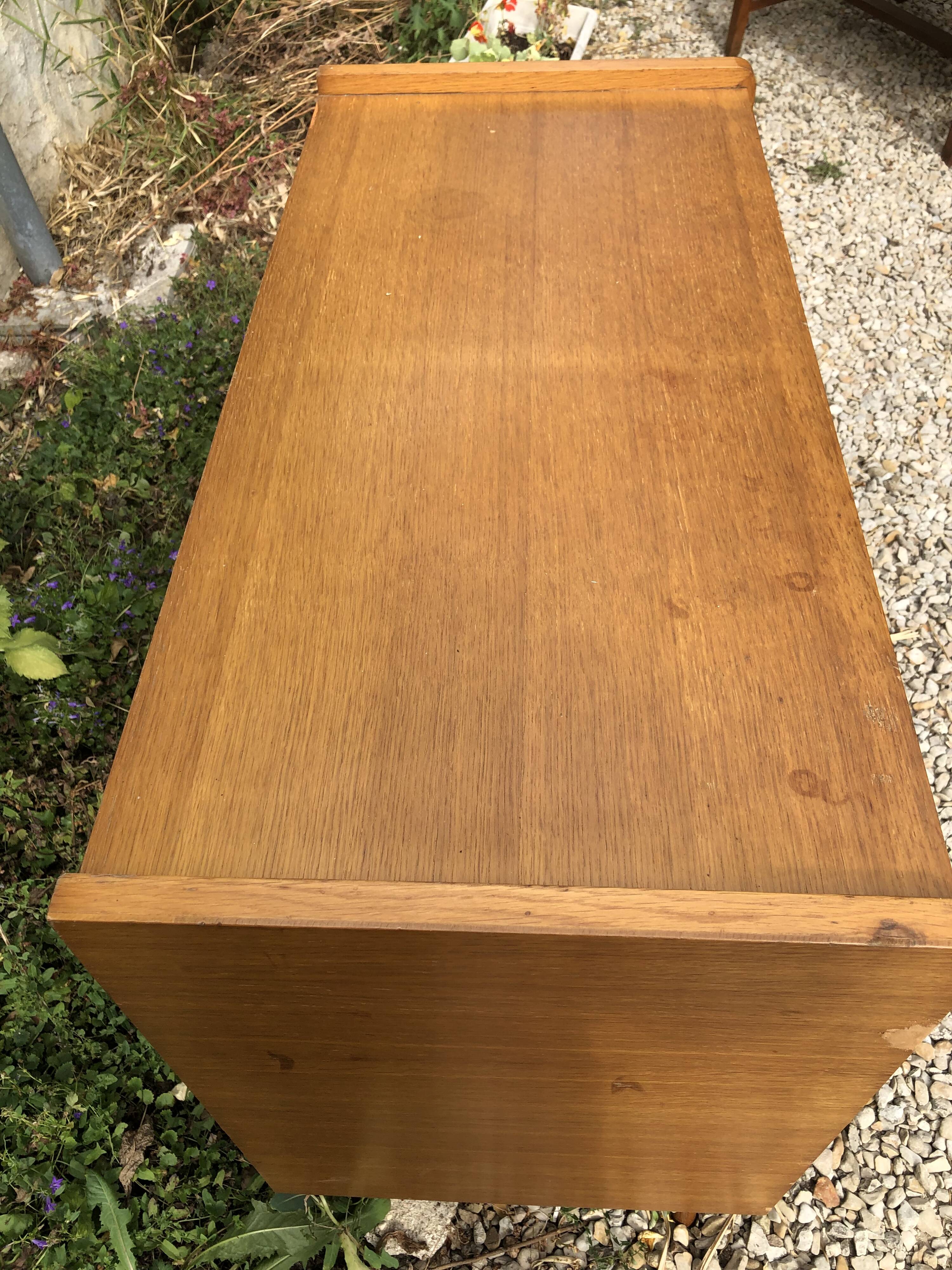 Wooden and rattan chest of drawers
