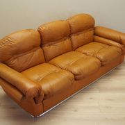 Orange leather sofa, Space Age design, 1960s, production: Italy