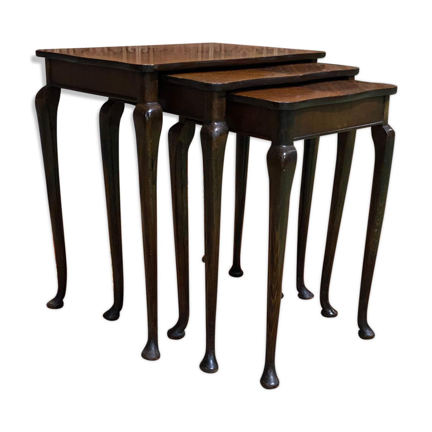 Suite of 3 Mapple tables - 70s mahogany