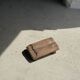 Small stool, footrest in organic blond teak monoxyle wabi-sabi L22