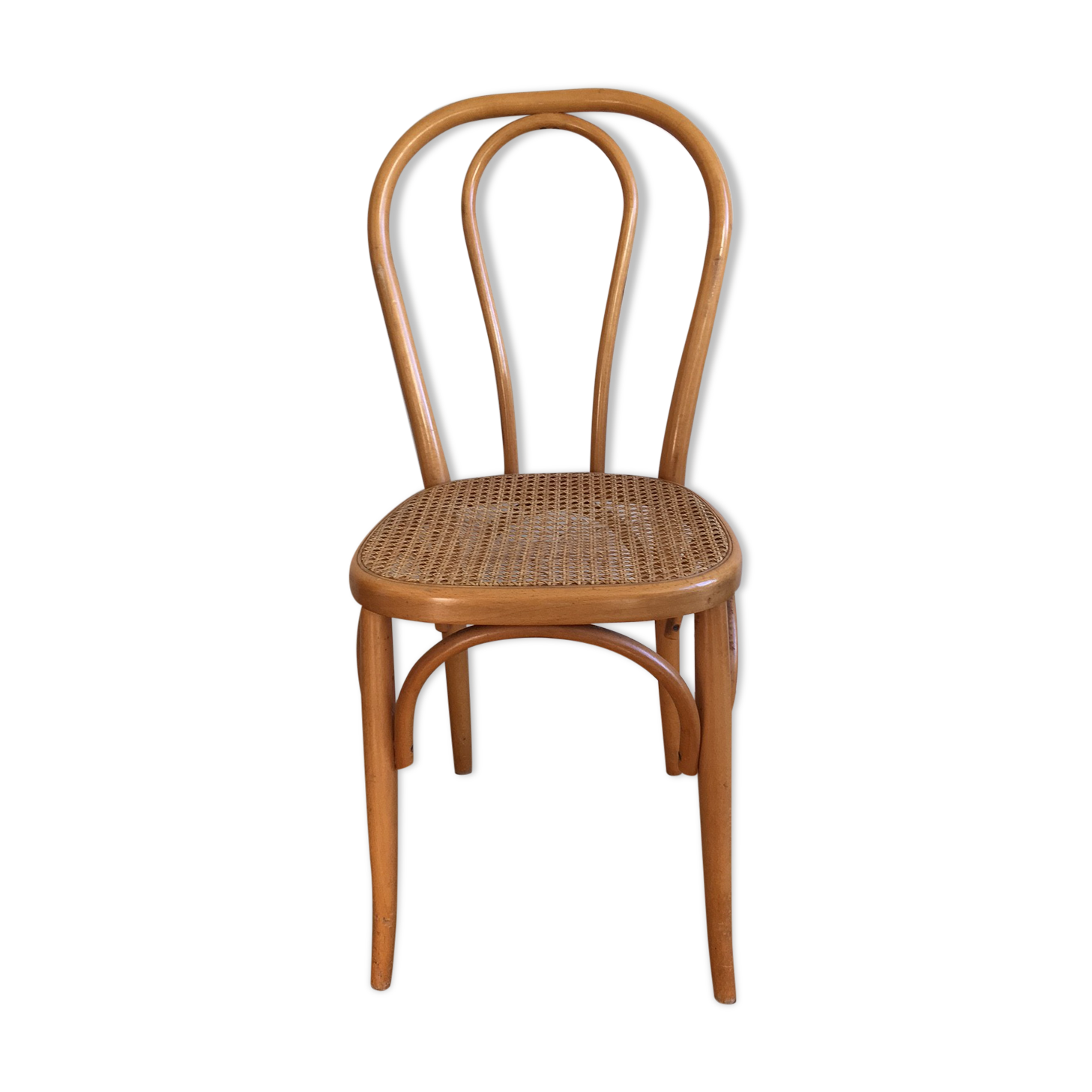 Chaise bistrot miel avec assise cannée