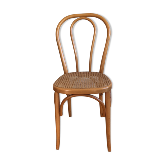 Chaise bistrot miel avec assise cannée