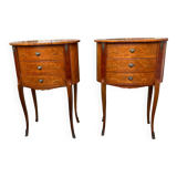 Pair of marquetry bedside tables