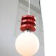 Vintage Italian Red Disc Pendant Lamp In Chrome and Wood, 1970s