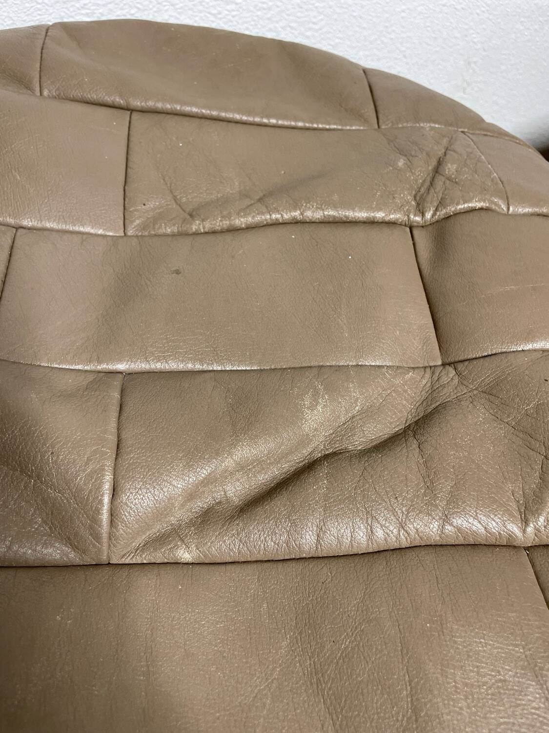 Pair of De Sède patchwork leather poufs
