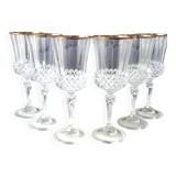 Lot of 6 x Large Wine Glasses. Valencay Gold/Crystal d'Arques model.