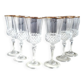Lot of 6 x Large Wine Glasses. Valencay Gold/Crystal d'Arques model.