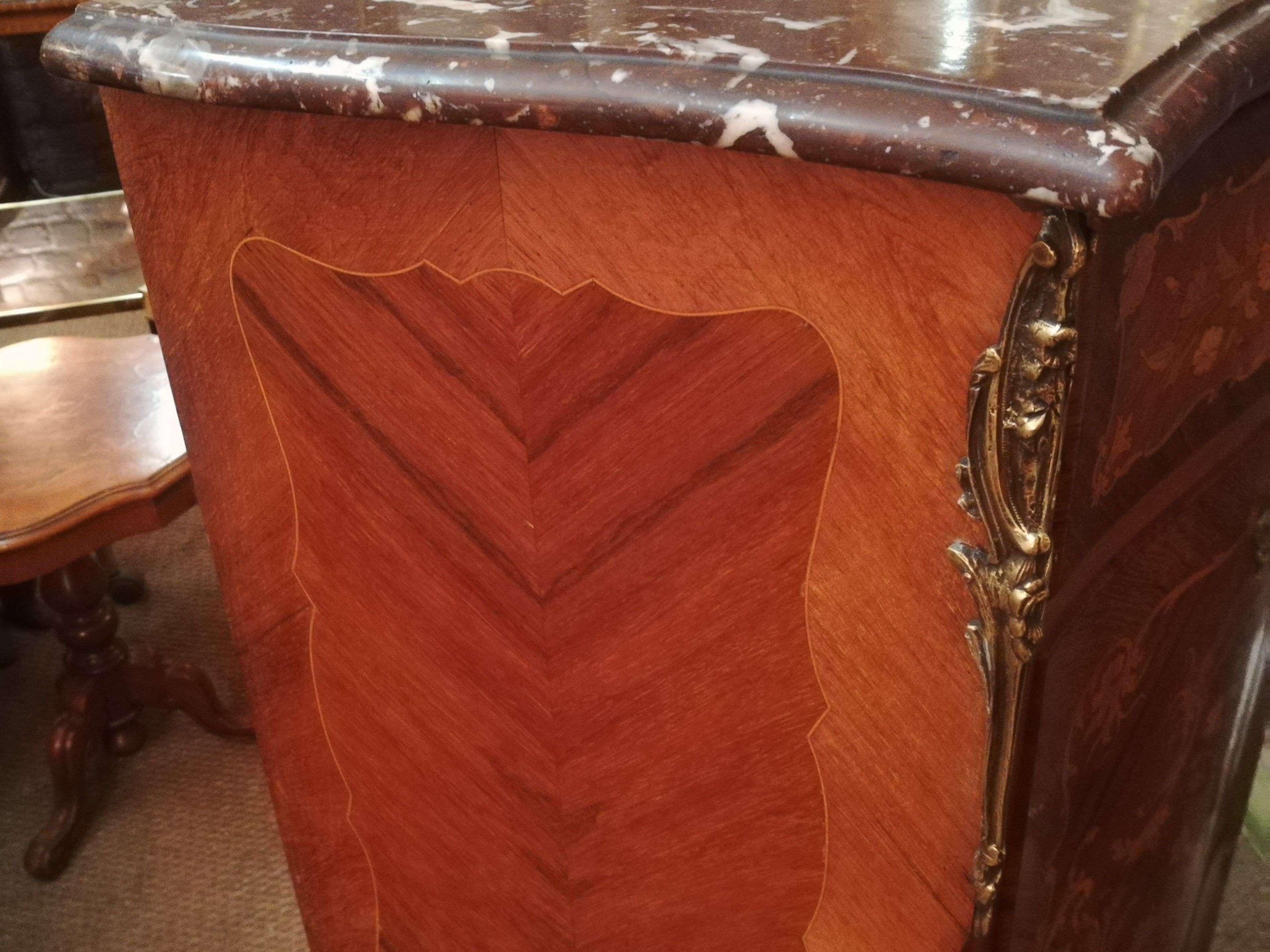 19th-century secretary in marquetry and marble