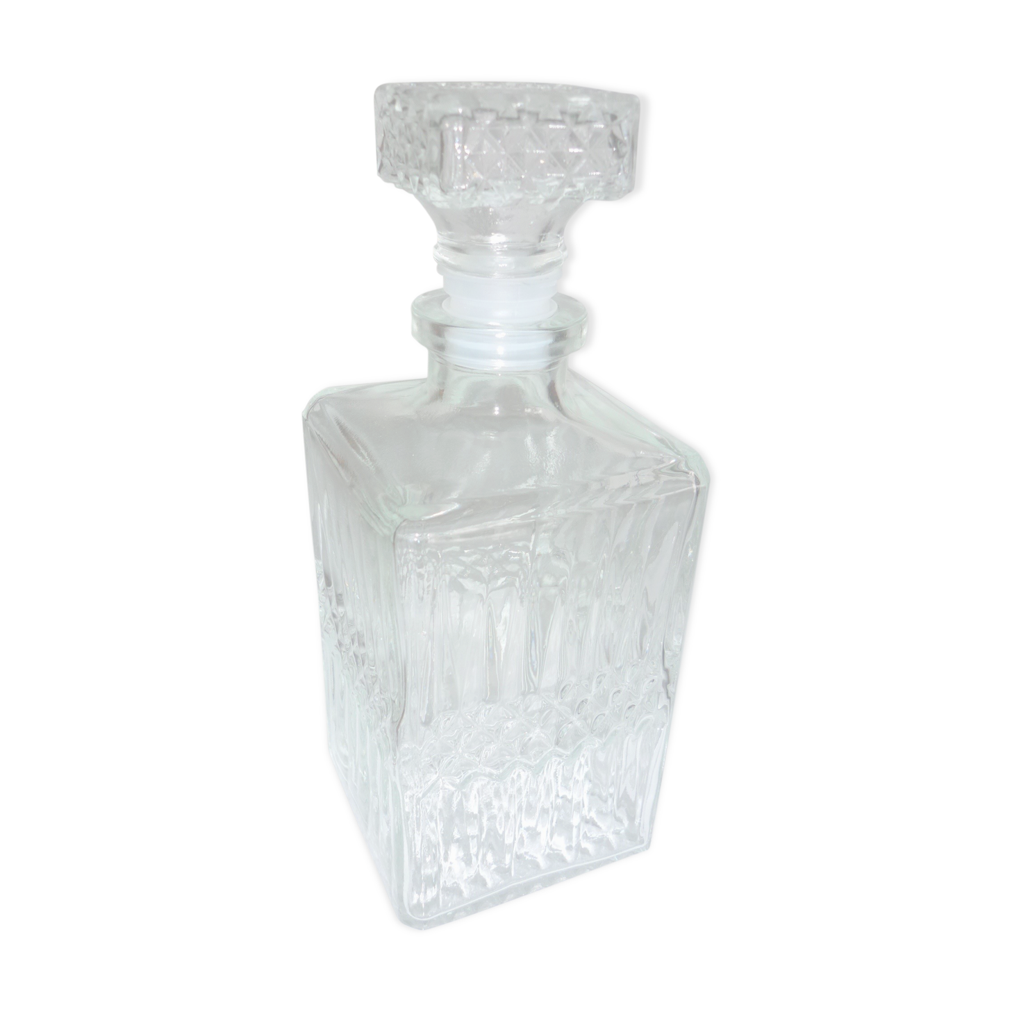 Square cap glass carafe