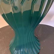 Green lacquered porcelain table lamp, Italy 70s