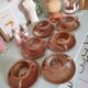 Lot tasses et soucoupes en grès vintage