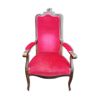 Fauteuil voltaire rocaille et velours