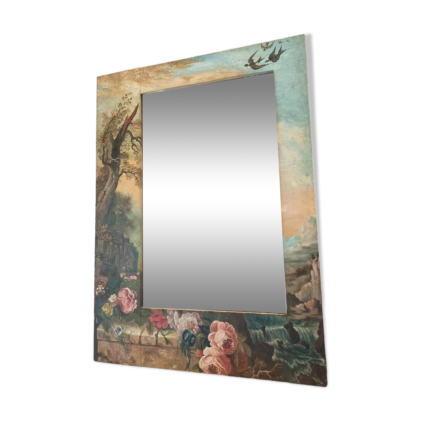 Wood paint on beveled mirror