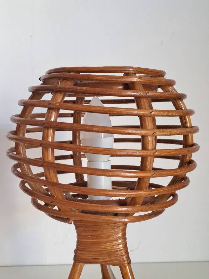 Pair of bamboo bedside lamps