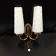 Vintage wall lamp 2 branches in white and brass glass