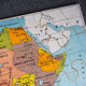 Old wooden Africa map puzzle