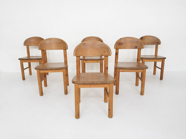 Chaises de salle à manger ensemble de 6 chaises de salle à manger en bois de pin Danemark 1970