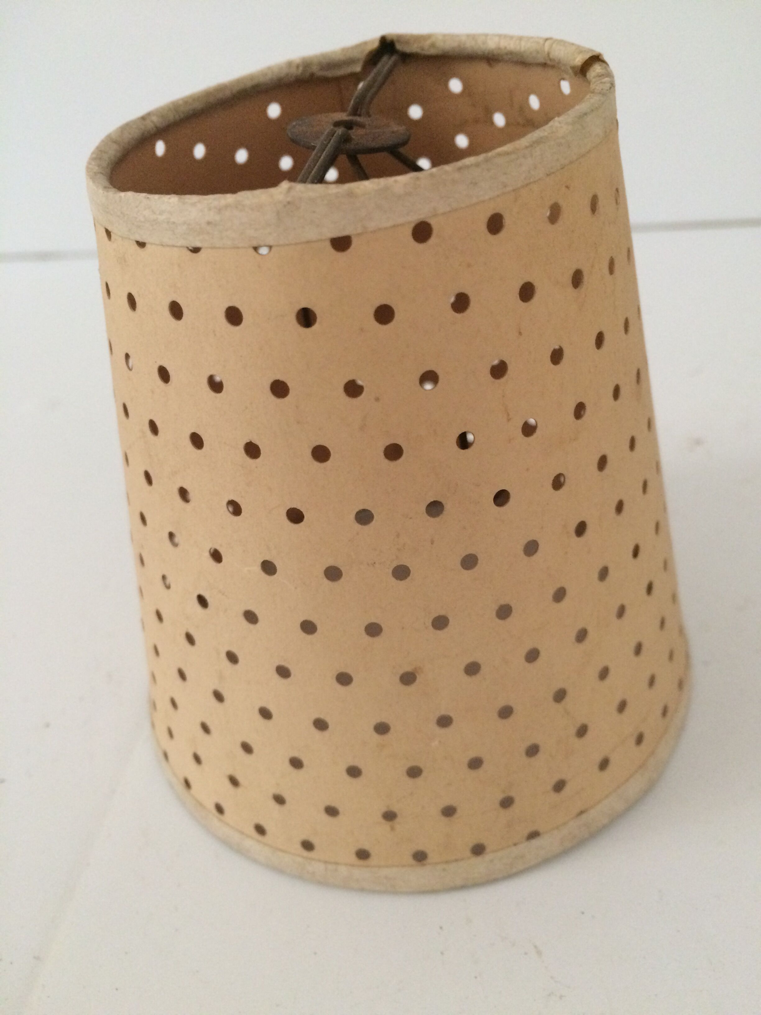 Mini lampshade with vintage perforated cardboard pliers