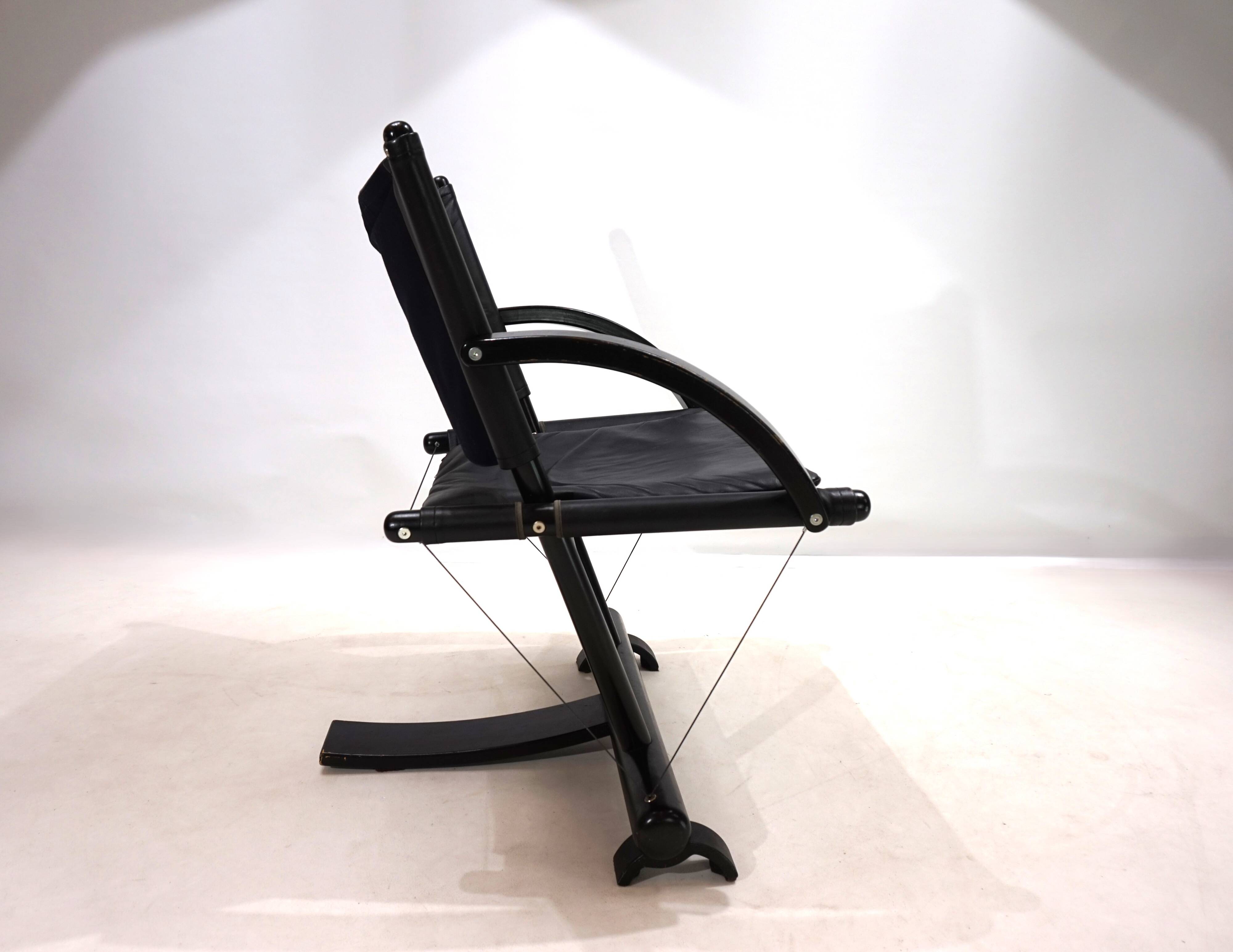 Fauteuil lounge en cuir Weishäupl Werkstätten String, 1980