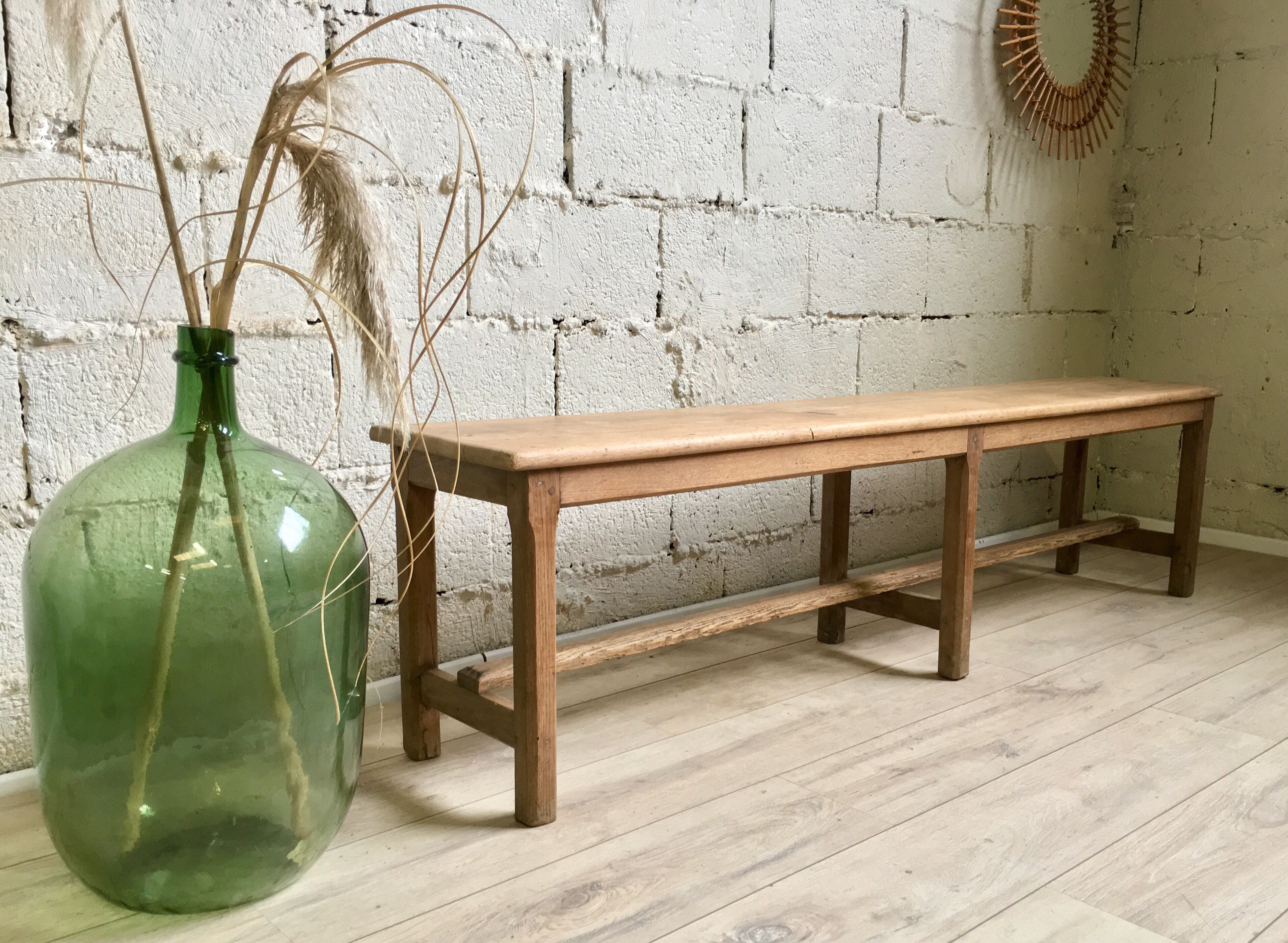 Old solid oak bench