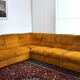 Yellow corduroy corner modular sofa, 1970s, set of 6