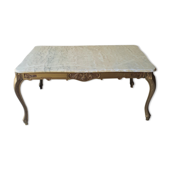 White marble coffee table Louis XV style, 80s
