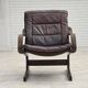 Fauteuil scandinave en cuir marron, années 1970