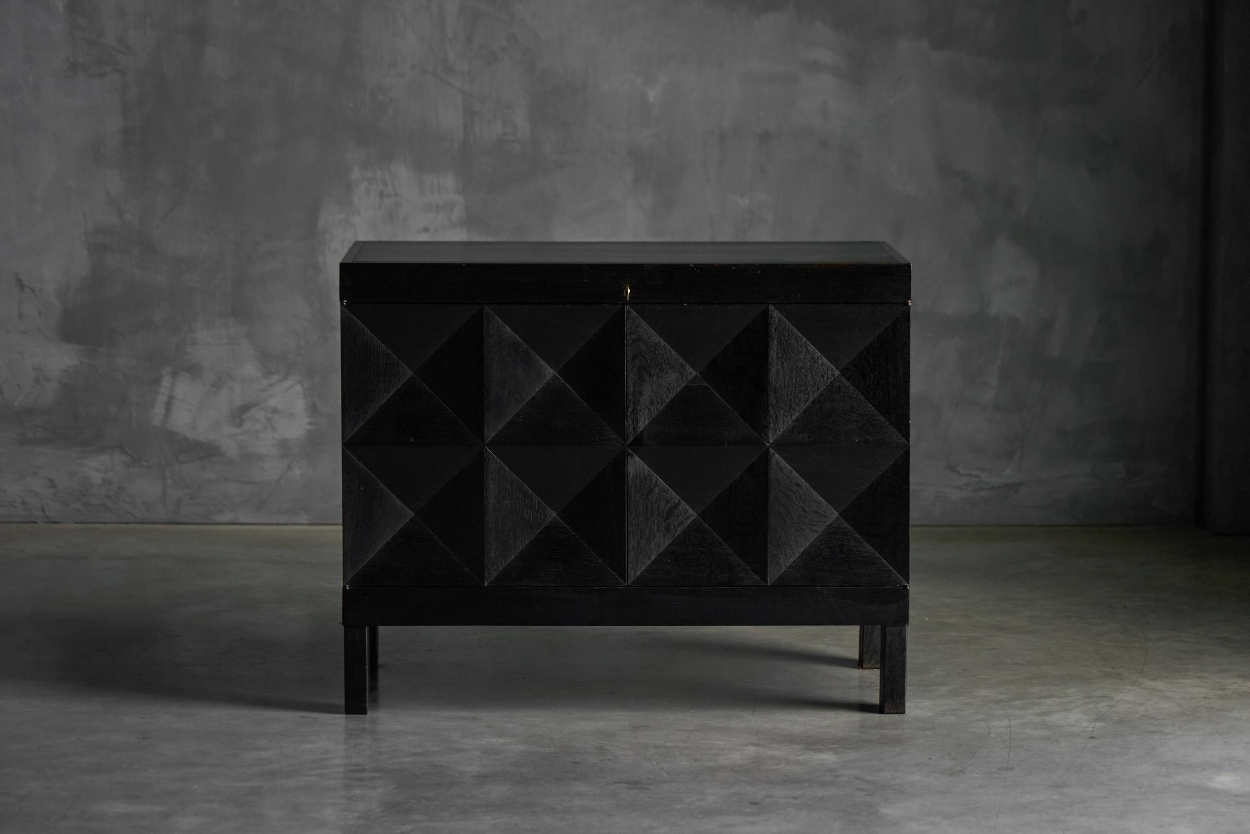 Brutalist De Coene Cabinet in Stained Oak, Belgium, 1970s