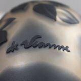 Vianne France vase with birds, acid-etched glass, 20th century.