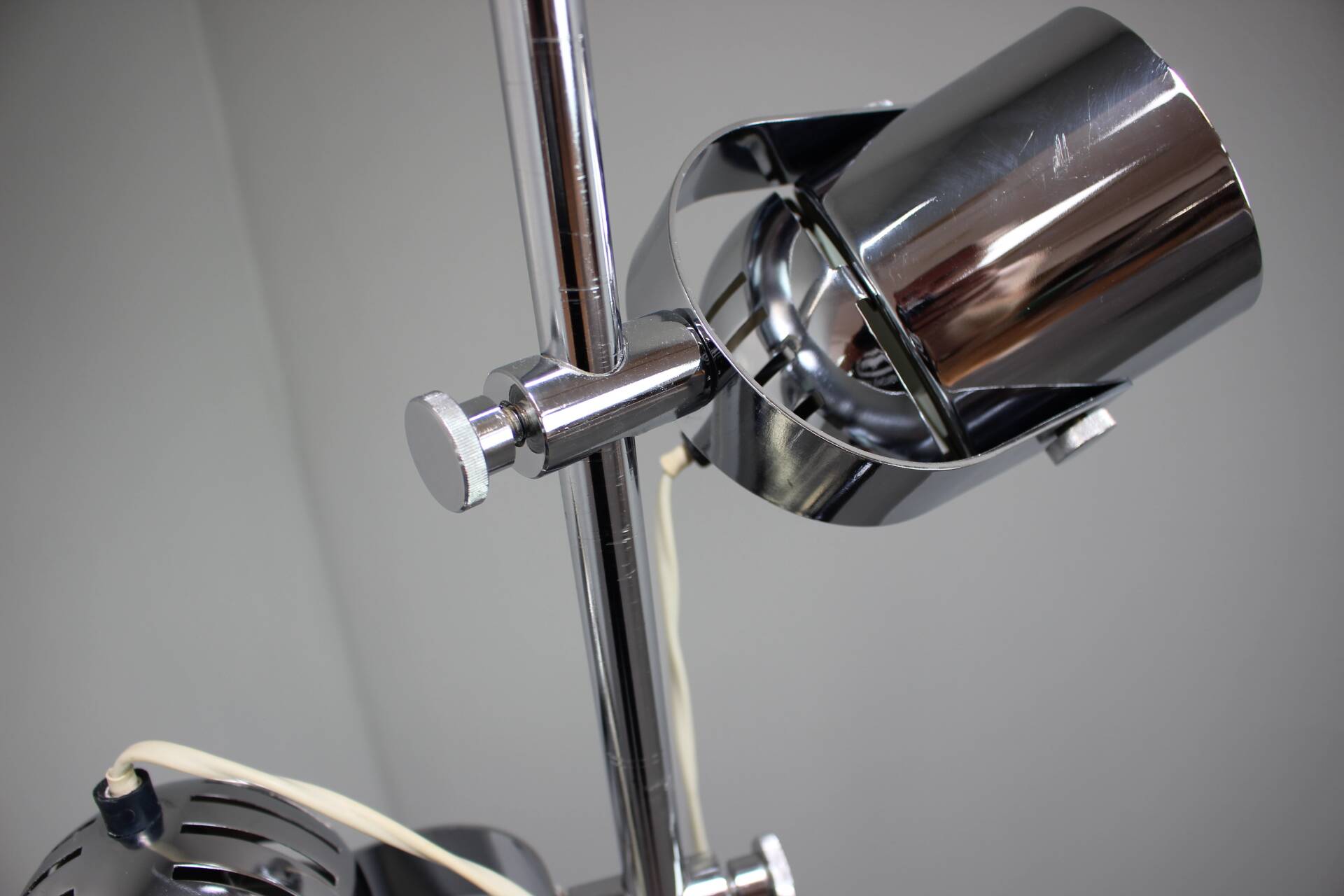 Adjustable double spotlight floor lamp "Stanislav Indra Chrome", Czechoslovakia