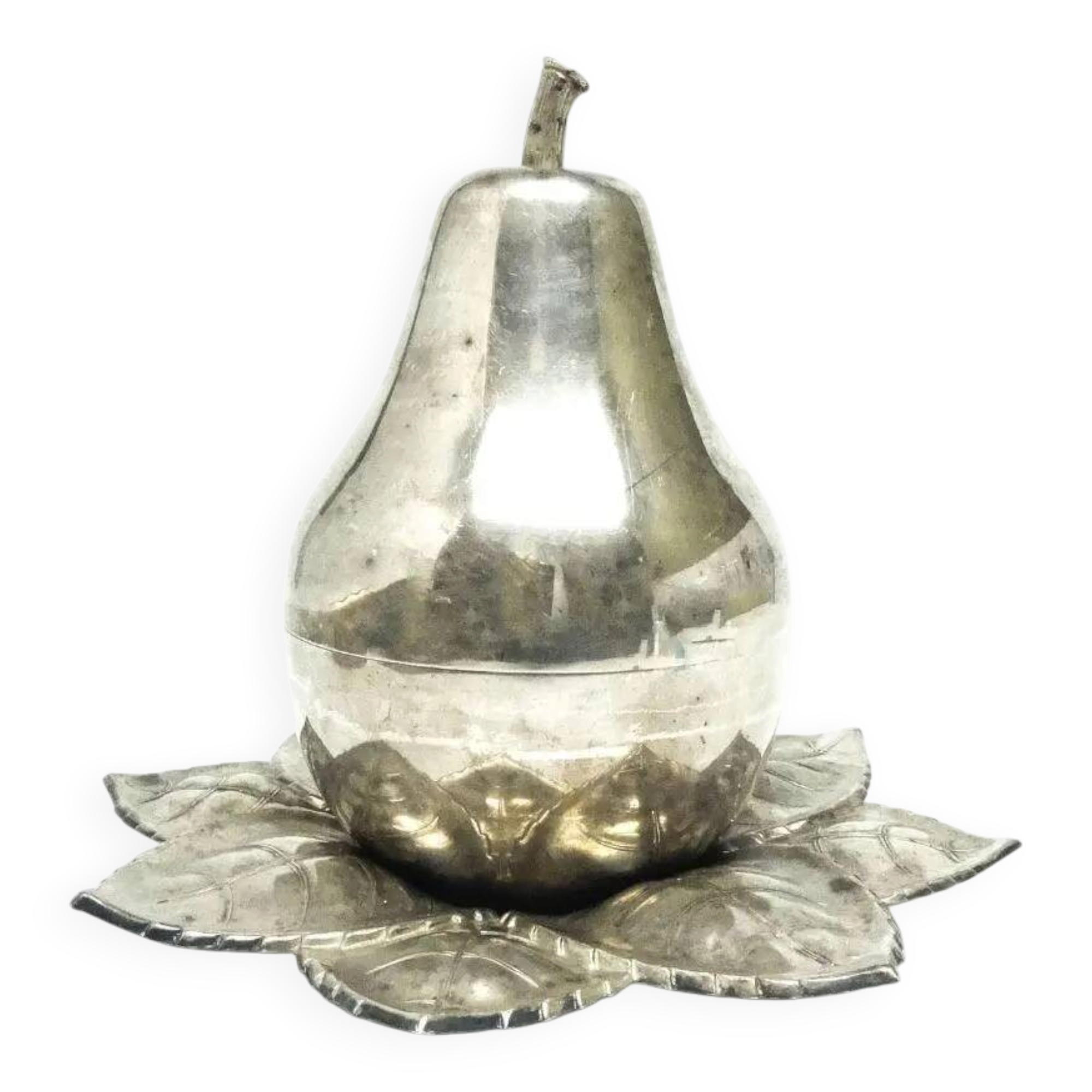 Art Deco sugar bowl, silver-plated brass, Poland, 1920s