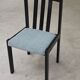 Set of 4 modernist black chairs with light blue ribbed fabric