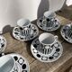 6 Vintage 90s Black and White Coffee Cups Geometric Patterns