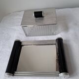 Biscuit tin on its mirrored tray, 1920