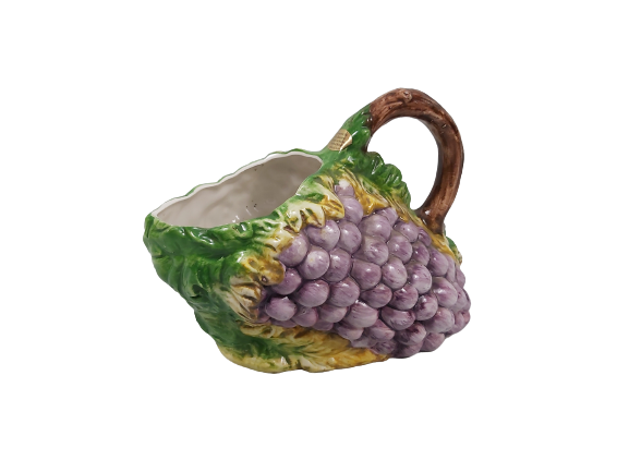 Pichet raisins en faïence peint main
