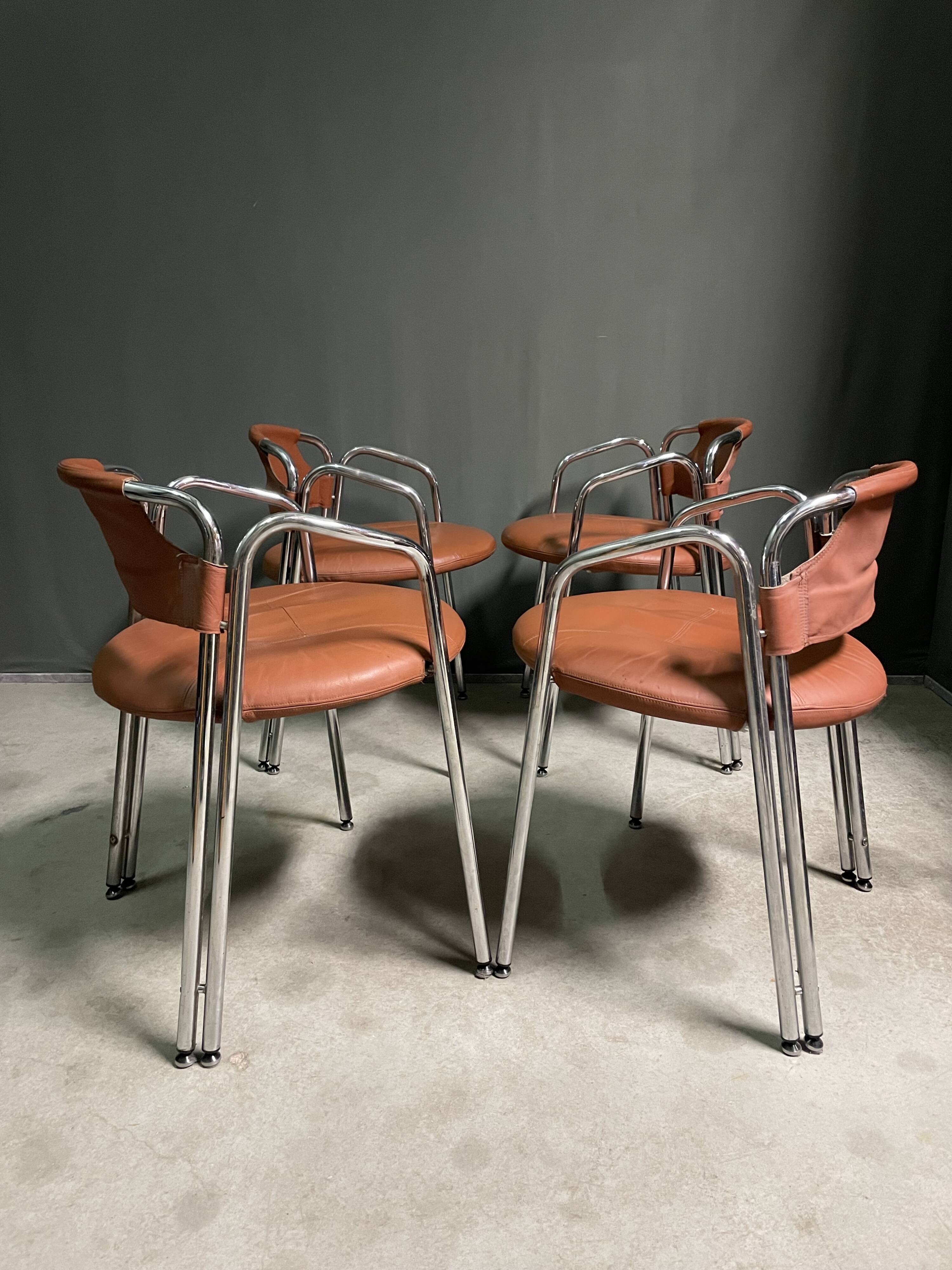 Set of 4 Italian designer chairs 1970's