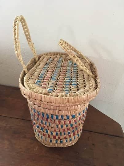 Bohemian three-colour wicker basket