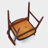 Set of two cowhorn desk arm chairs in black leatherette with teak frame, 1960s