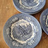 6 blue plates made in england