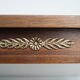 Mahogany coffee table, green leather, bronze Empire style