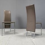 Vintage belgian leather dining chairs set of 8 - 1980s